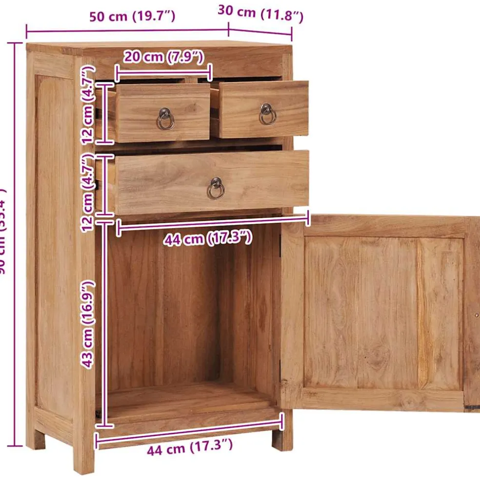 vidaXL Dressoir 50x30x90 cm massief teakhout