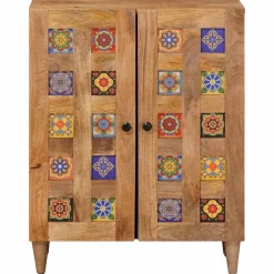 vidaXL Dressoir 60 x 33 x 75 cm Massief Mango Hout Naturel