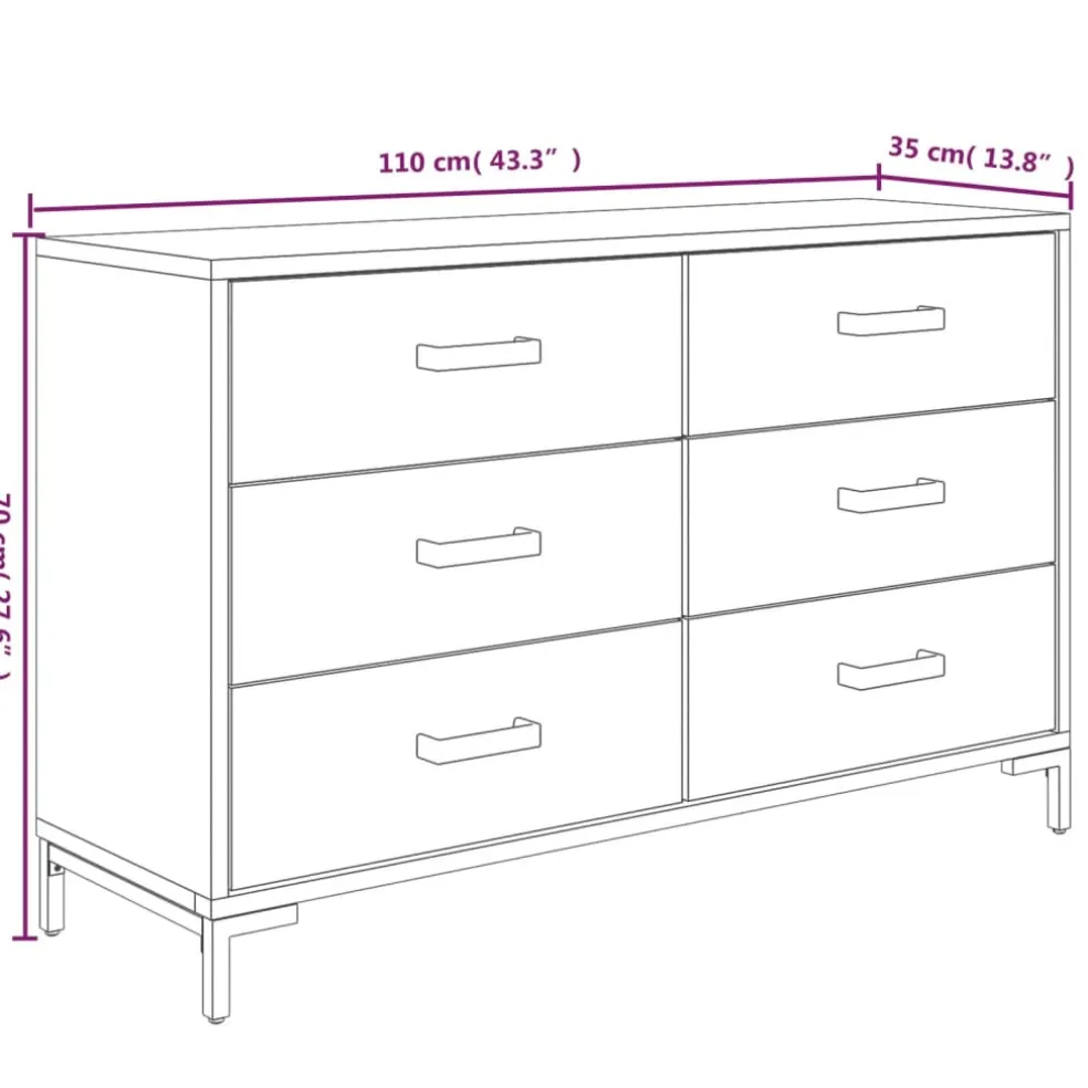 vidaXL Dressoir 110x35x70 cm massief grenenhout bruin