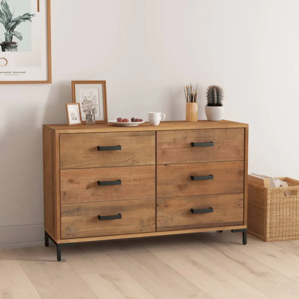 vidaXL Dressoir 110x35x70 cm massief grenenhout bruin