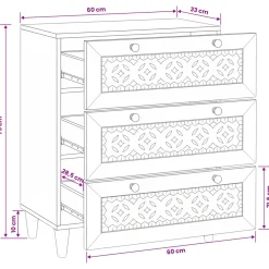 vidaXL Dressoir 60 x 33 x 75 cm massief mangohout Wit