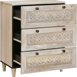 vidaXL Dressoir 60 x 33 x 75 cm massief mangohout Wit