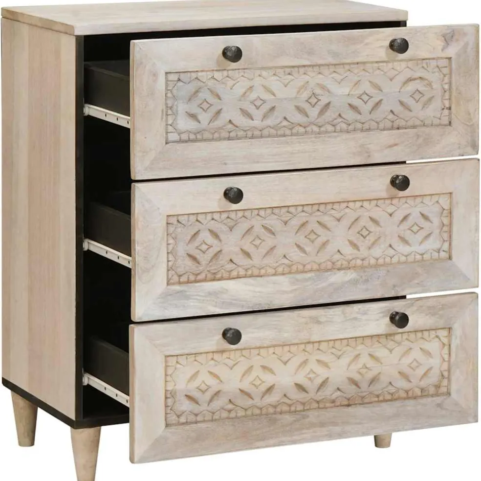 vidaXL Dressoir 60 x 33 x 75 cm massief mangohout Wit