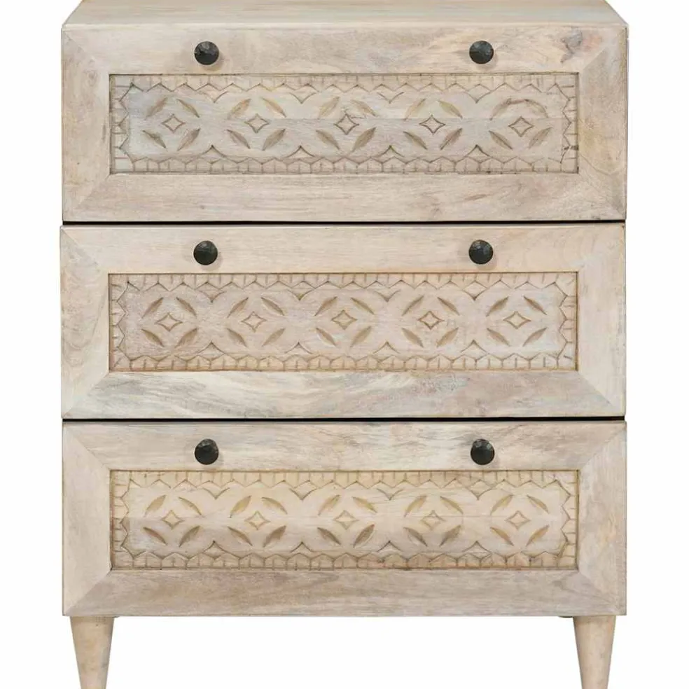 vidaXL Dressoir 60 x 33 x 75 cm massief mangohout Wit