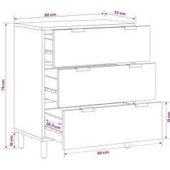 vidaXL Dressoir 60 x 33 x 75 cm Massief Mango Hout