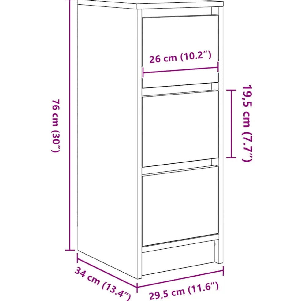 vidaXL Dressoir 29,5x34x76 cm spaanplaat wit