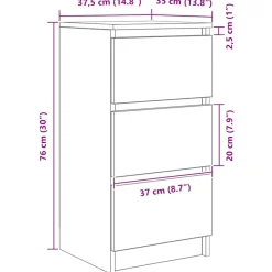 vidaXL Dressoir 37,5x35x76 cm spaanplaat zwart eikenkleurig
