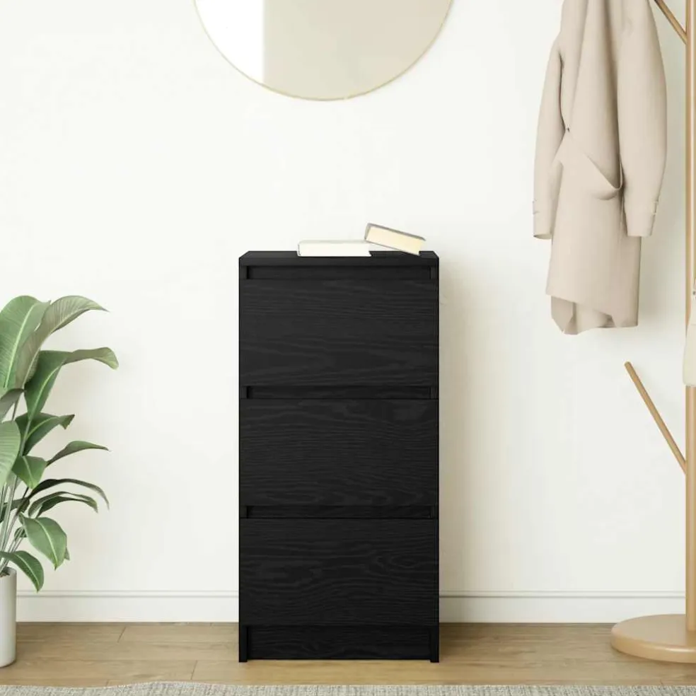 vidaXL Dressoir 37,5x35x76 cm spaanplaat zwart eikenkleurig