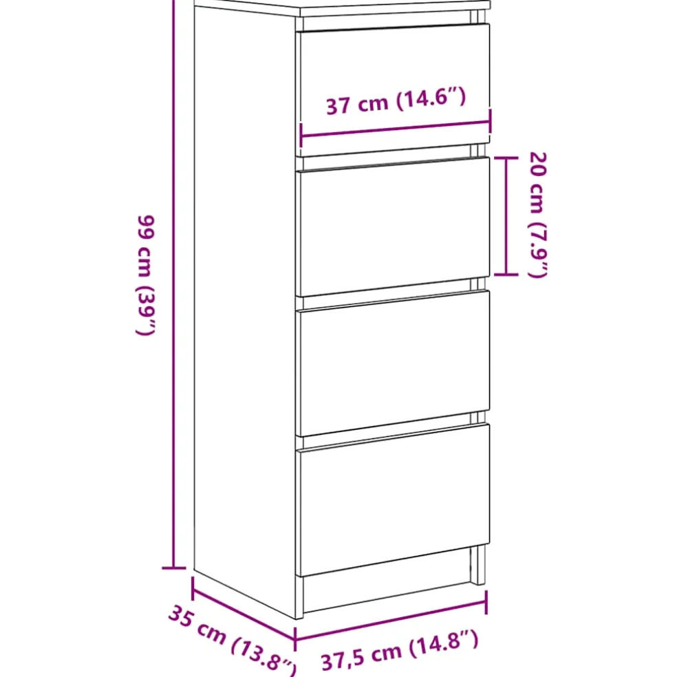 vidaXL Dressoir 37,5x35x99 cm spaanplaat wit