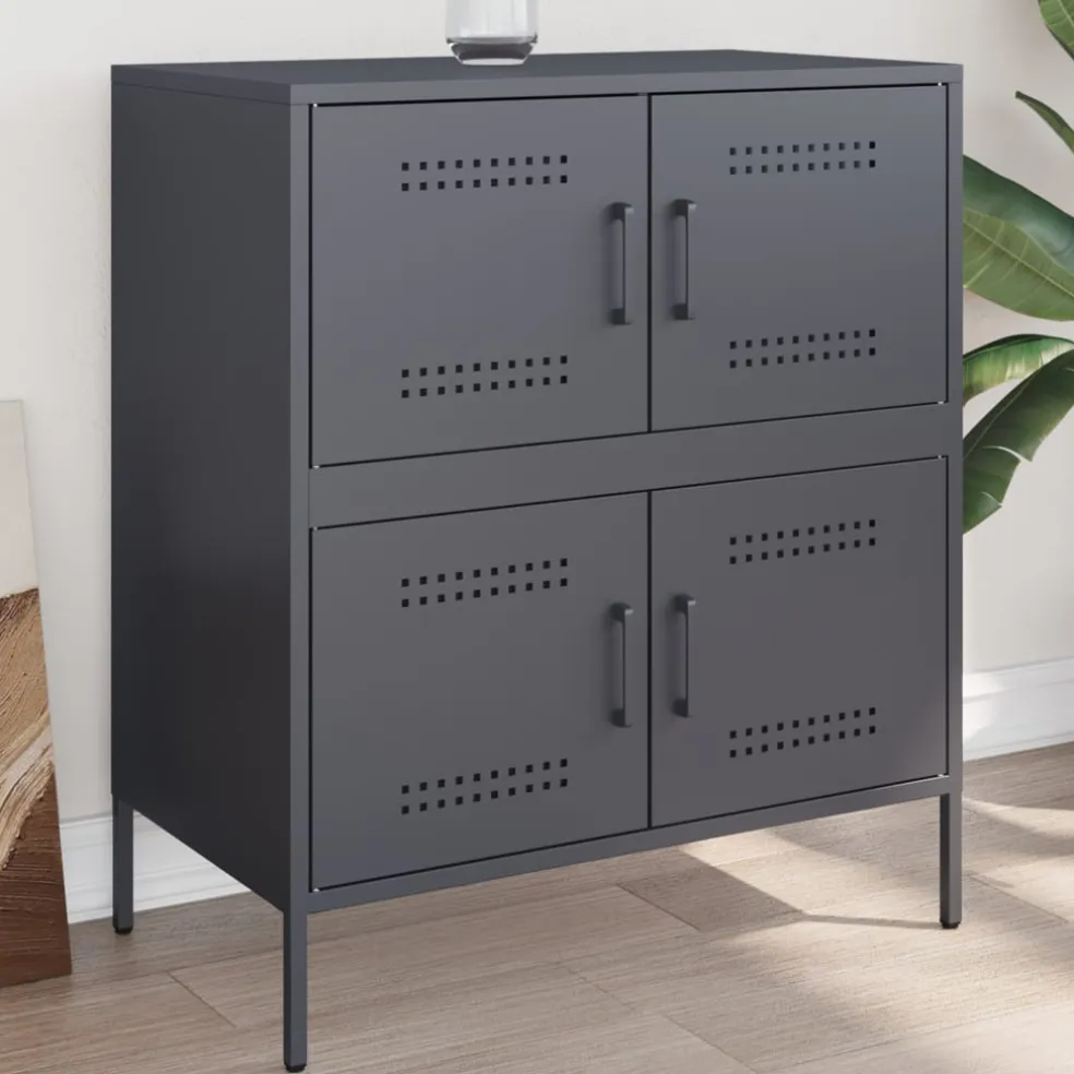 vidaXL Dressoir 68x39x79 cm staal antracietkleurig