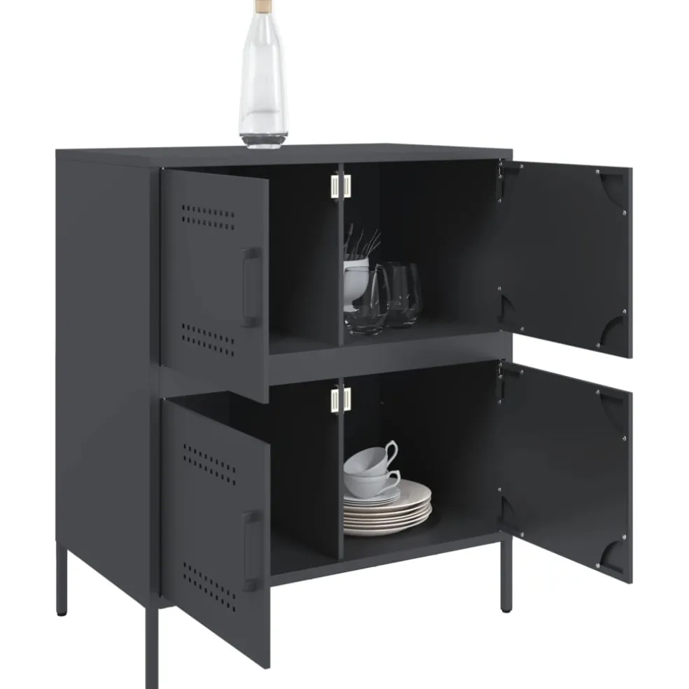 vidaXL Dressoir 68x39x79 cm staal antracietkleurig