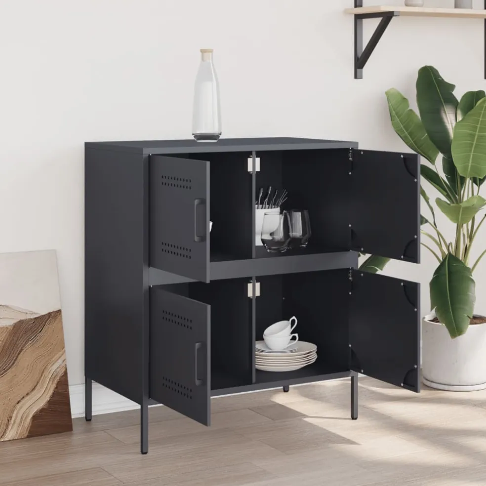vidaXL Dressoir 68x39x79 cm staal antracietkleurig
