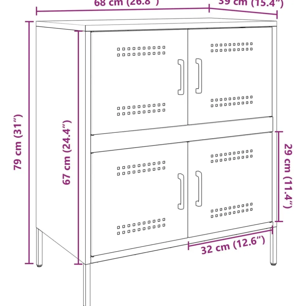 vidaXL Dressoir 68x39x79 cm staal antracietkleurig