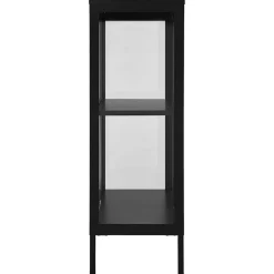 vidaXL Dressoir 75x35x105 cm staal en glas zwart