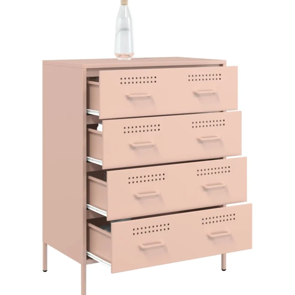 vidaXL Dressoir 68x39x89 cm staal roze