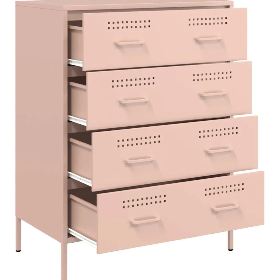 vidaXL Dressoir 68x39x89 cm staal roze