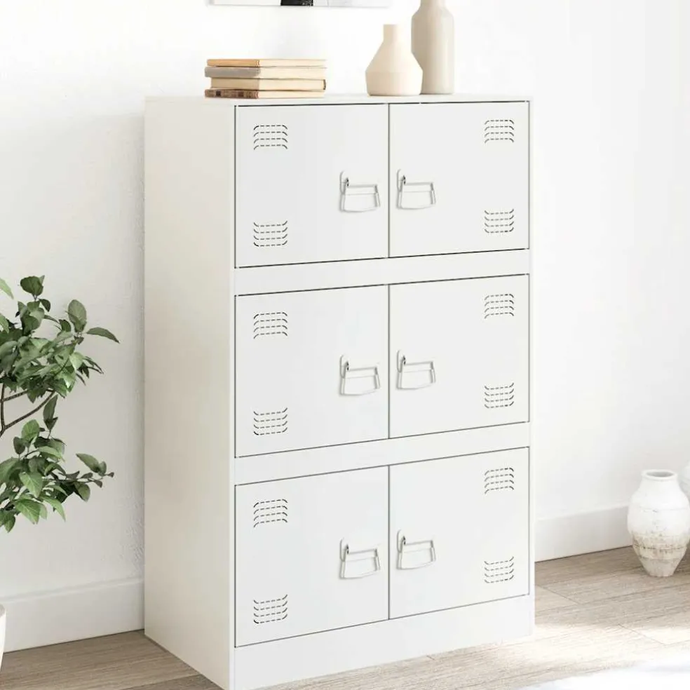 vidaXL Dressoir 67x39x107 cm staal wit