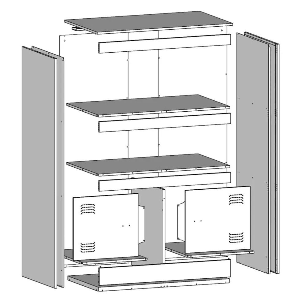 vidaXL Dressoir 67x39x107 cm staal wit