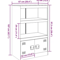 vidaXL Dressoir 67x39x107 cm staal wit