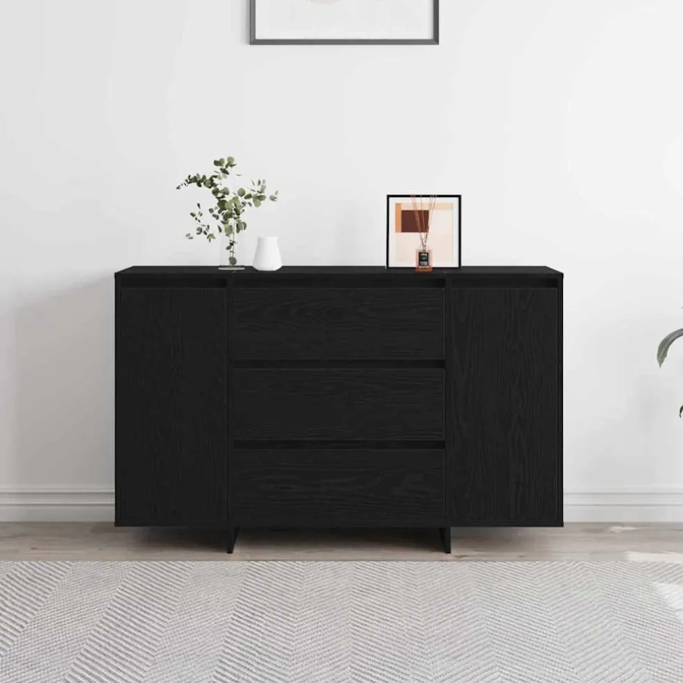 vidaXL Dressoir Zwart Eiken 120 x 41 x 75 cm Bewerkt hout