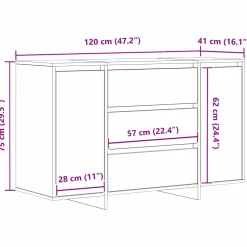 vidaXL Dressoir Zwart Eiken 120 x 41 x 75 cm Bewerkt hout
