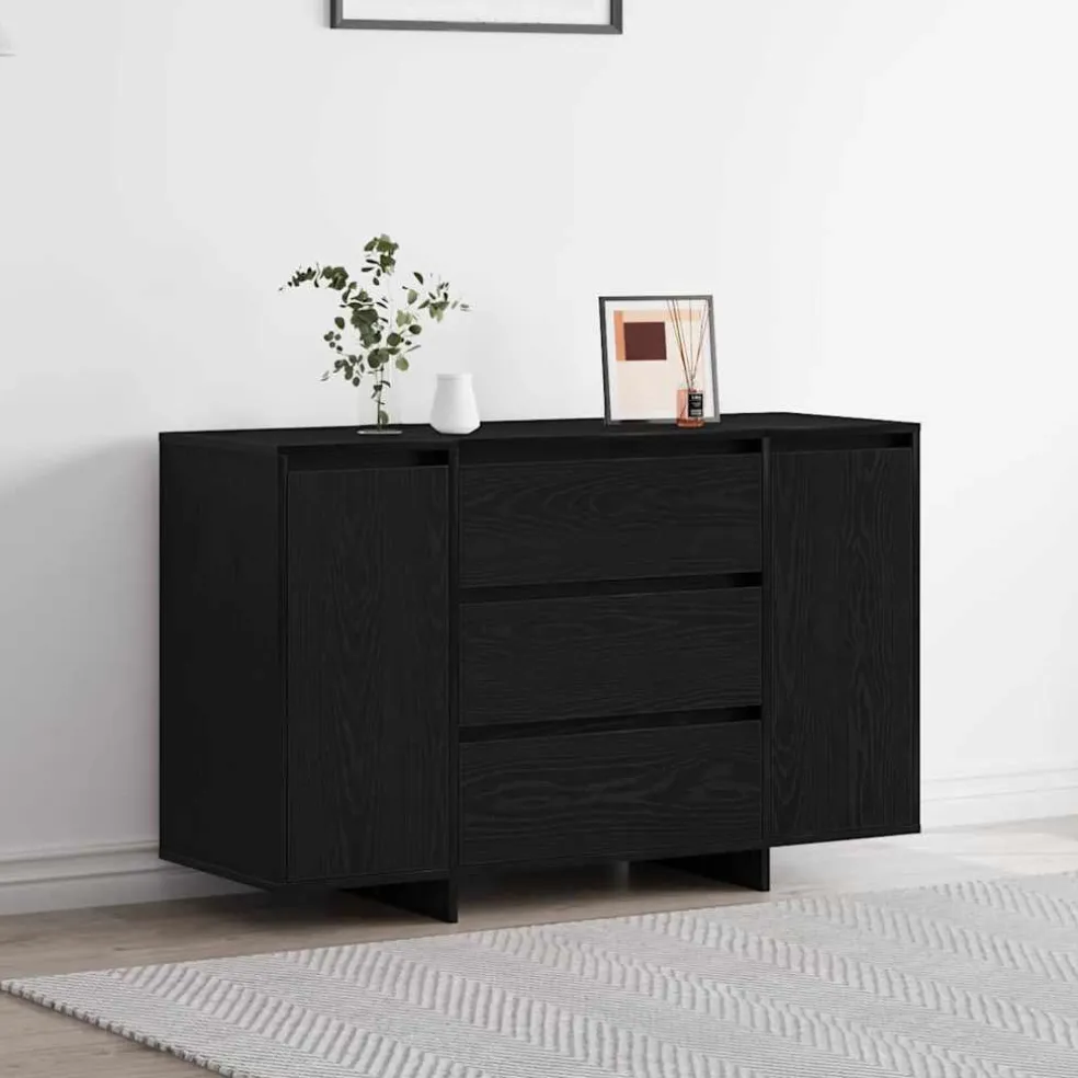 vidaXL Dressoir Zwart Eiken 120 x 41 x 75 cm Bewerkt hout