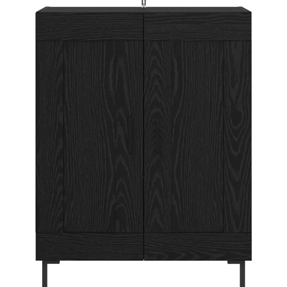 vidaXL Dressoir Zwart Eiken 69,5 x 34 x 90 cm Gemonteerd hout en ijzer
