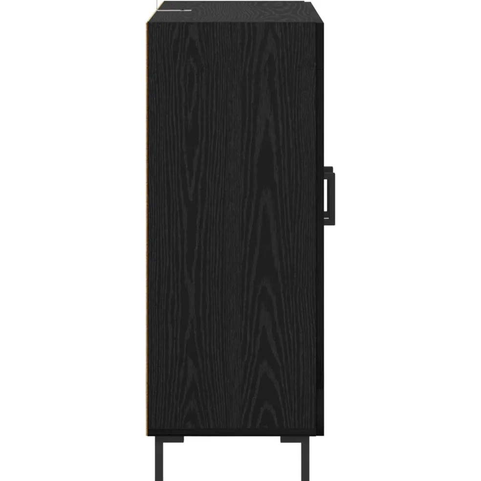vidaXL Dressoir Zwart Eiken 69,5 x 34 x 90 cm Gemonteerd hout en ijzer