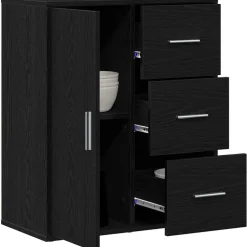 vidaXL Dressoir Zwart Eiken 60 x 31 x 70 cm Bewerkt hout