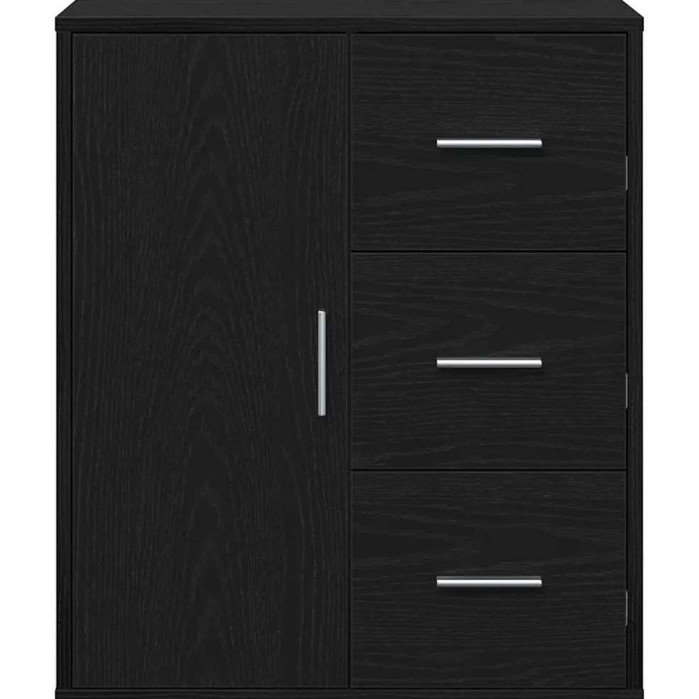 vidaXL Dressoir Zwart Eiken 60 x 31 x 70 cm Bewerkt hout