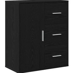 vidaXL Dressoir Zwart Eiken 60 x 31 x 70 cm Bewerkt hout