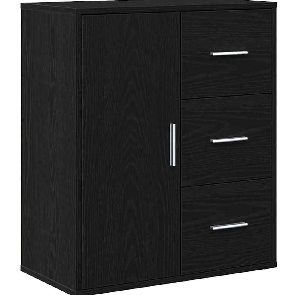 vidaXL Dressoir Zwart Eiken 60 x 31 x 70 cm Bewerkt hout