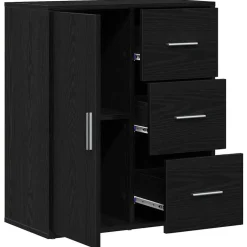 vidaXL Dressoir Zwart Eiken 60 x 31 x 70 cm Bewerkt hout
