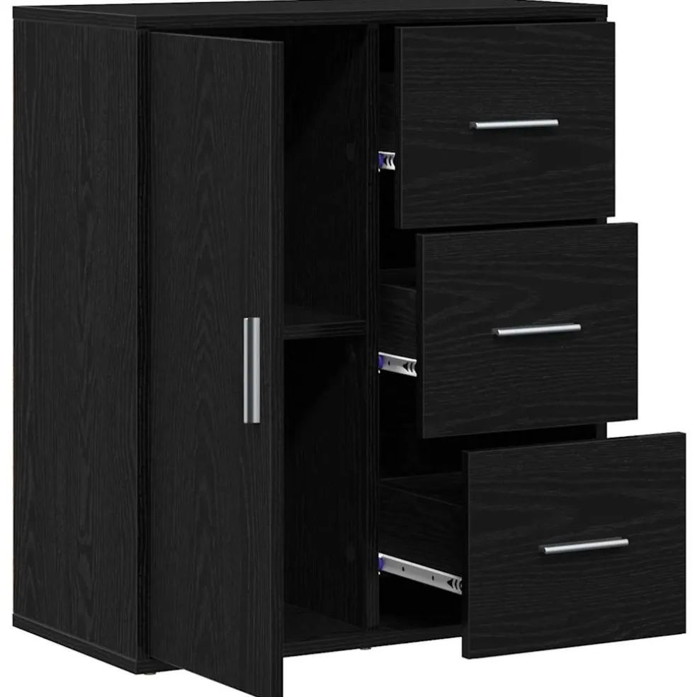 vidaXL Dressoir Zwart Eiken 60 x 31 x 70 cm Bewerkt hout