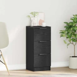 vidaXL Dressoir Zwart Eiken 30 x 30 x 70 cm Bewerkt hout