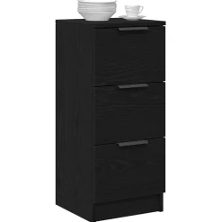 vidaXL Dressoir Zwart Eiken 30 x 30 x 70 cm Bewerkt hout