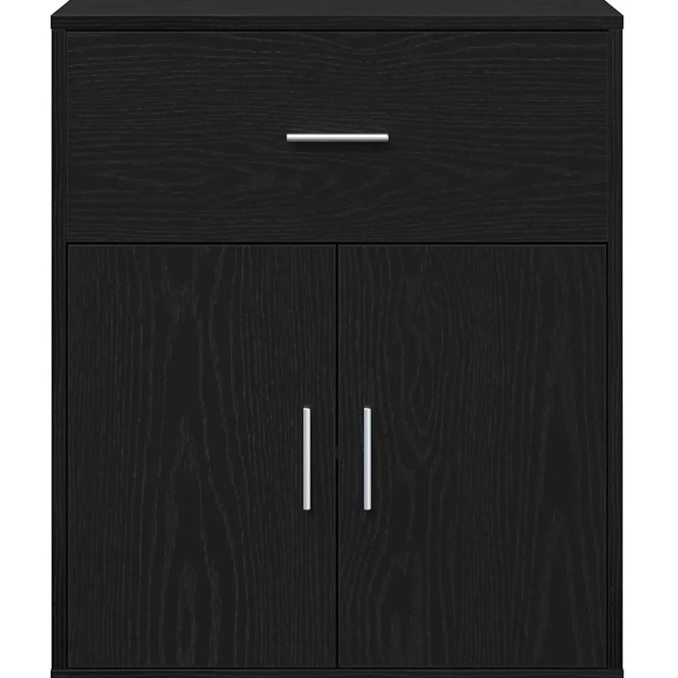 vidaXL Dressoir Zwart Eiken 60 x 31 x 70 cm Bewerkt hout