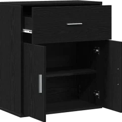 vidaXL Dressoir Zwart Eiken 60 x 31 x 70 cm Bewerkt hout