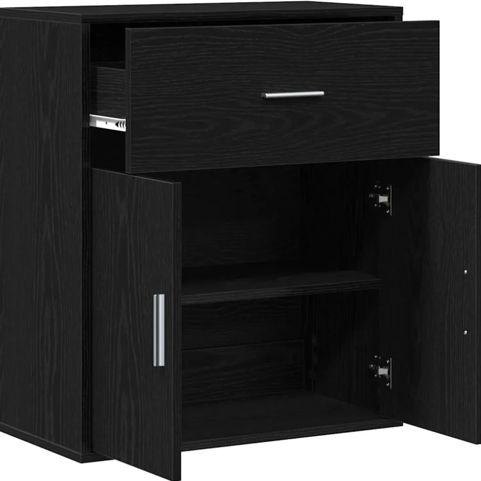 vidaXL Dressoir Zwart Eiken 60 x 31 x 70 cm Bewerkt hout
