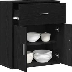 vidaXL Dressoir Zwart Eiken 60 x 31 x 70 cm Bewerkt hout