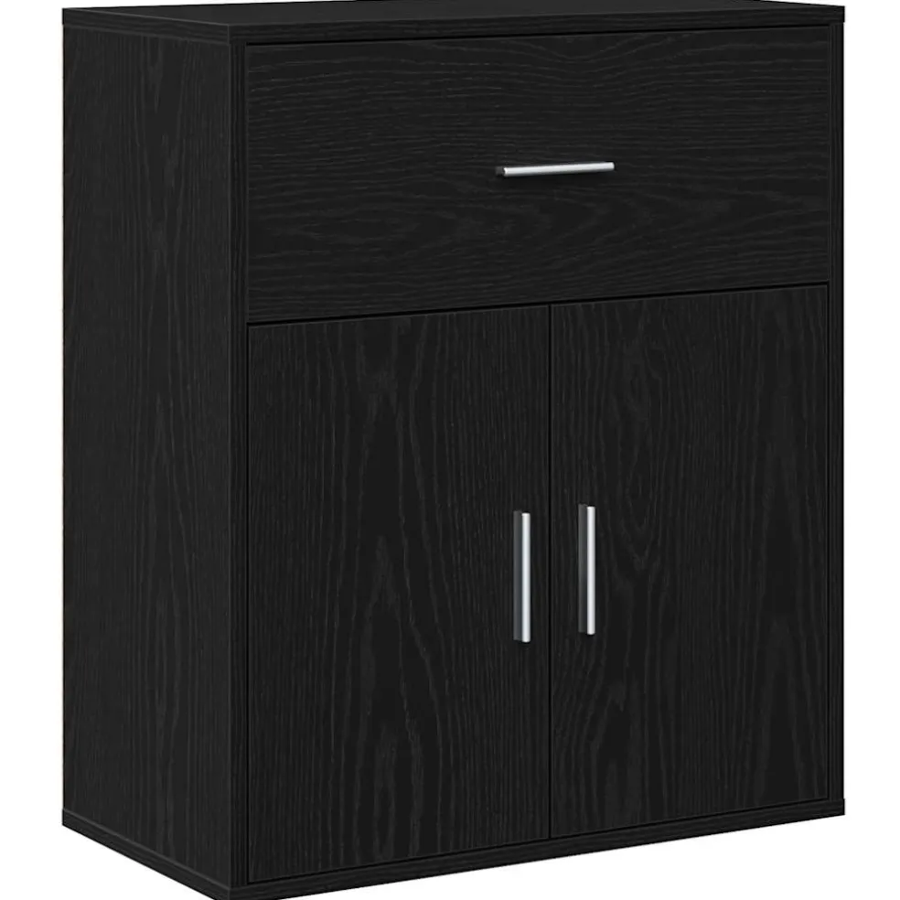 vidaXL Dressoir Zwart Eiken 60 x 31 x 70 cm Bewerkt hout