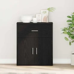 vidaXL Dressoir Zwart Eiken 60 x 31 x 70 cm Bewerkt hout