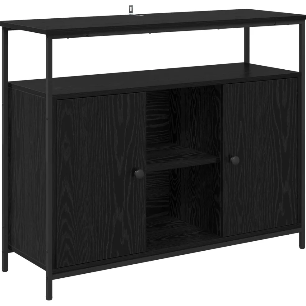 vidaXL Dressoir Zwart Eiken 100 x 35 x 80 cm Bewerkt hout
