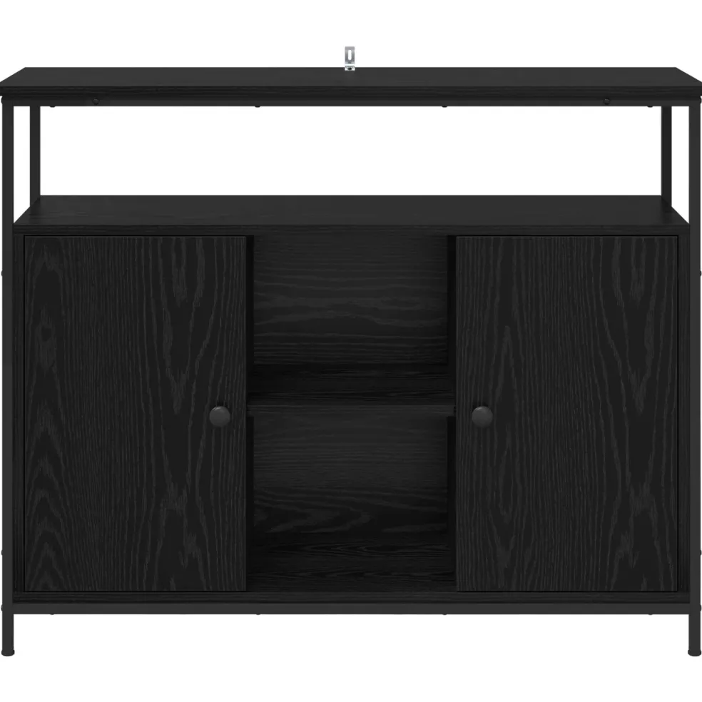 vidaXL Dressoir Zwart Eiken 100 x 35 x 80 cm Bewerkt hout
