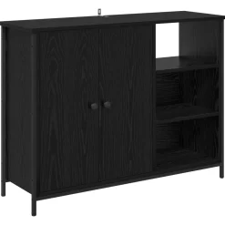 vidaXL Dressoir Zwart Eiken 100 x 33 x 75 cm Bewerkt hout