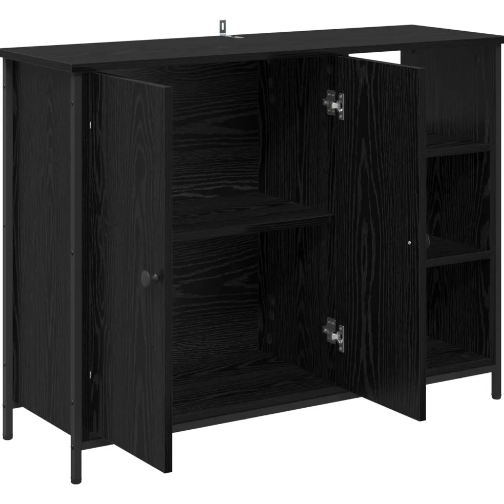 vidaXL Dressoir Zwart Eiken 100 x 33 x 75 cm Bewerkt hout