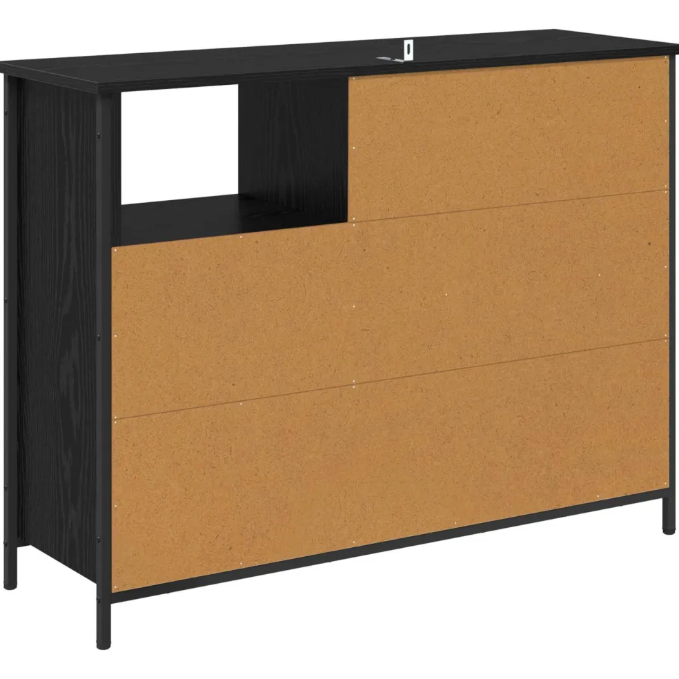 vidaXL Dressoir Zwart Eiken 100 x 33 x 75 cm Bewerkt hout