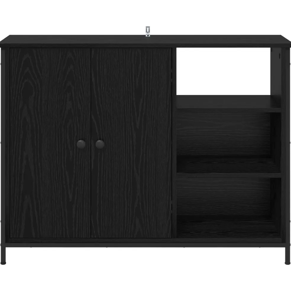 vidaXL Dressoir Zwart Eiken 100 x 33 x 75 cm Bewerkt hout