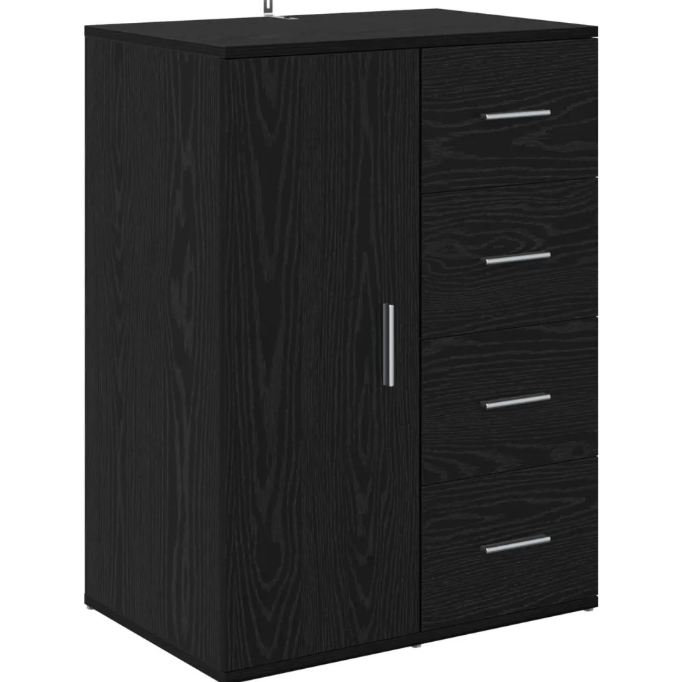 vidaXL Dressoir Zwart Eiken 59 x 39 x 80 cm Bewerkt hout