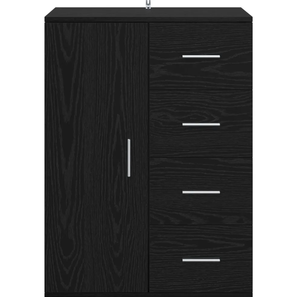 vidaXL Dressoir Zwart Eiken 59 x 39 x 80 cm Bewerkt hout